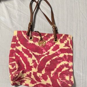 Michael Kors Red and Cream Tote Bag